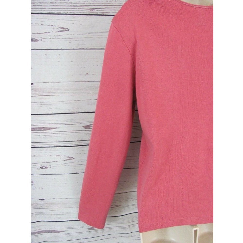 Old Navy Womens Blouse Top Shirt Sz L Easy Fit Long Sleeve Rose 100% Cotton NWOT - Picture 7 of 8